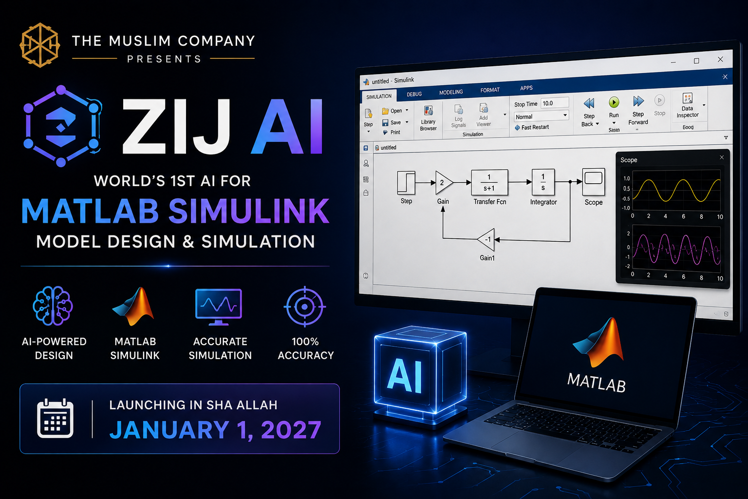 📢 The Muslim Company Presents: Zij AI — World's 1st AI for MATLAB Simulink Model Design & Simulation